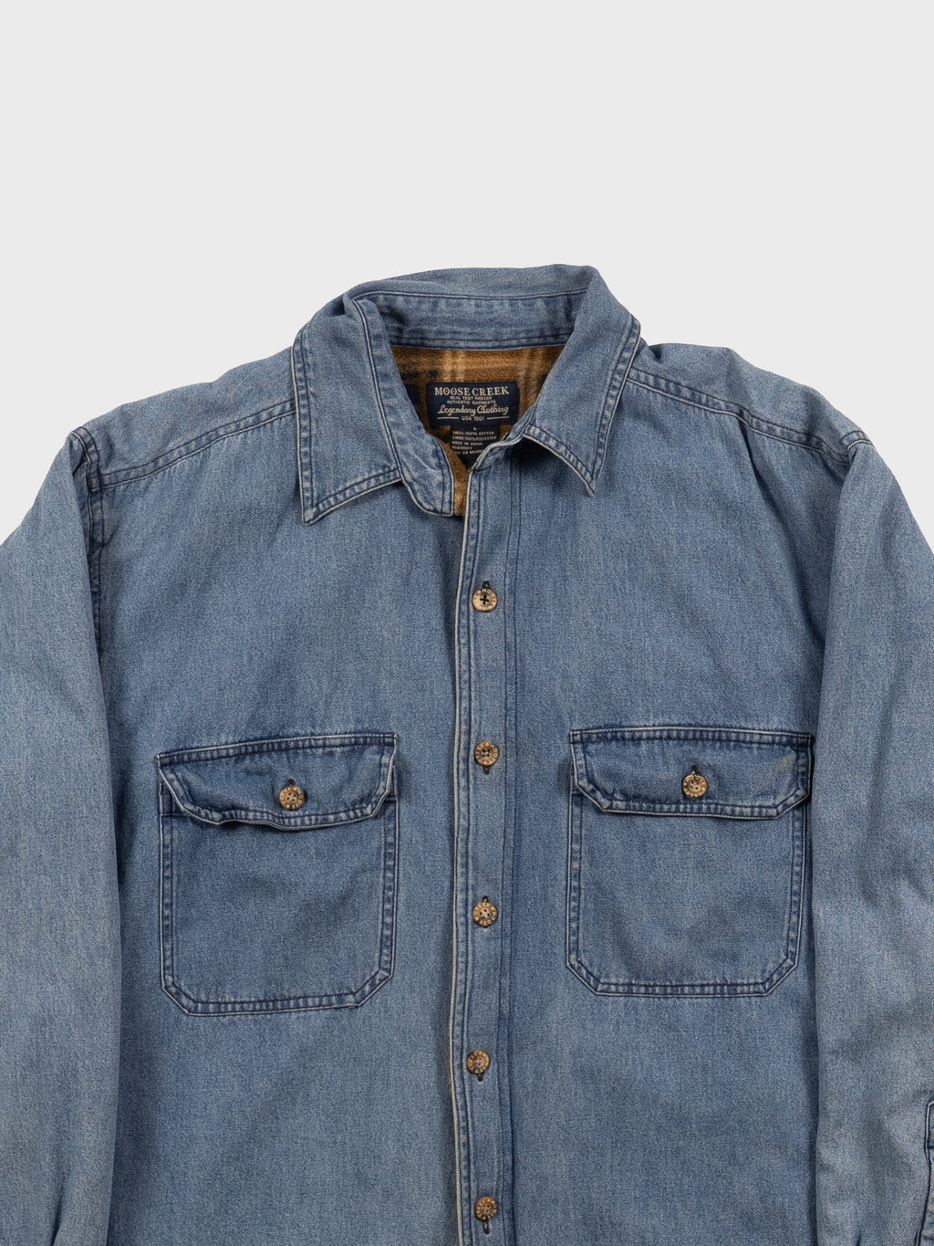 MOOSE CREEK DENIM BUTTON UP FLANNEL LINED SHIRT