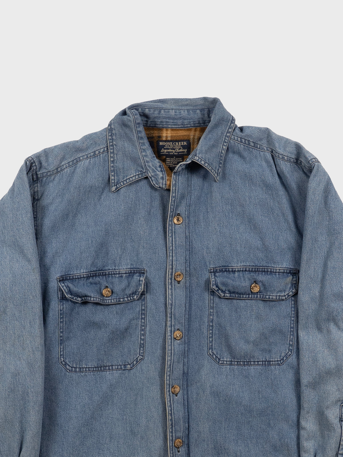 MOOSE CREEK DENIM BUTTON UP FLANNEL LINED SHIRT