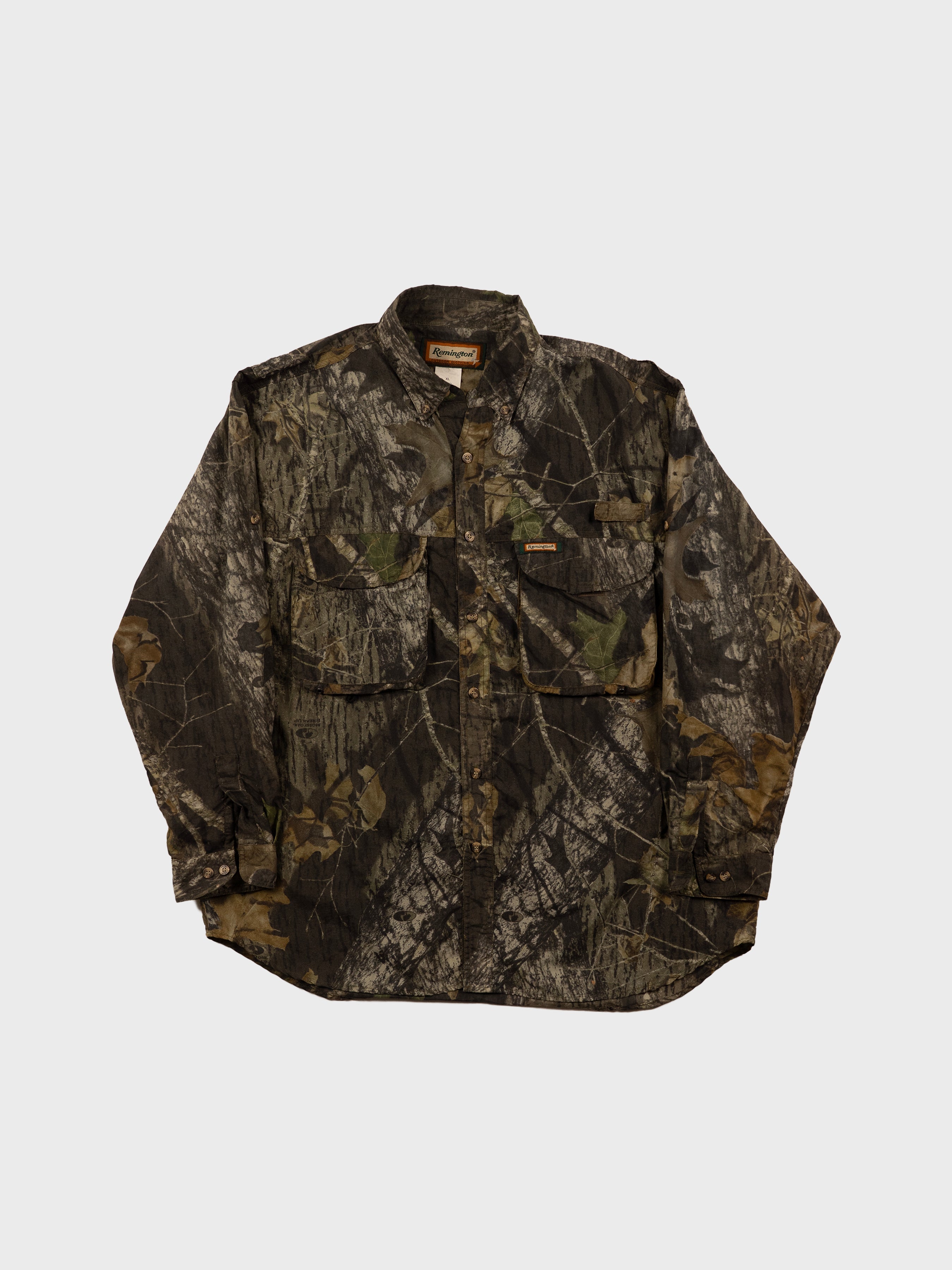 REMINGTON MOSSY OAK BREAK UP CAMO BUTTON DOWN SHIRT