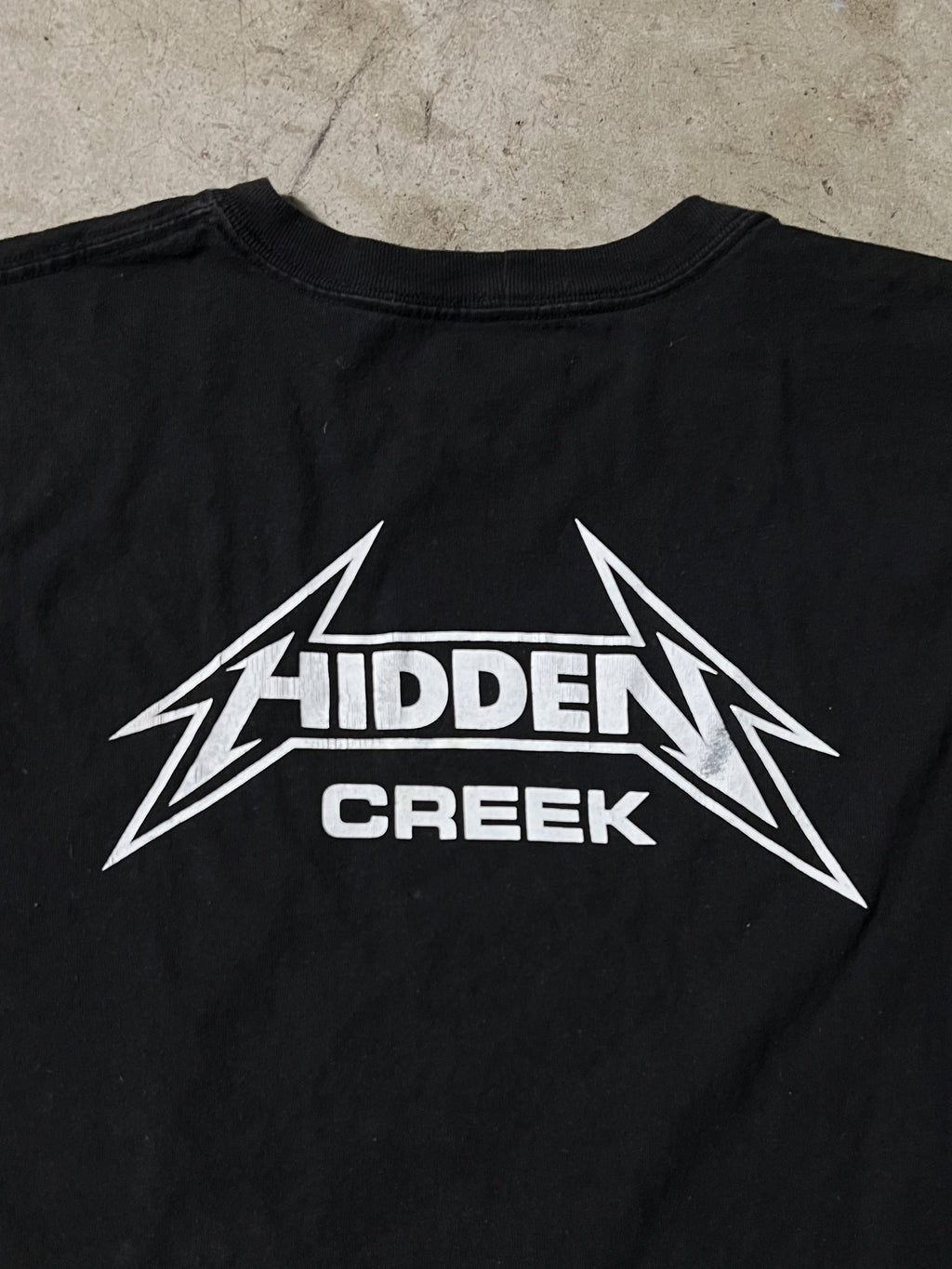 1 OF 1 CARHARTT LONGSLEEVE TEE WITH HAND PRINTED HIDDEN CREEK GRAPHIC | L