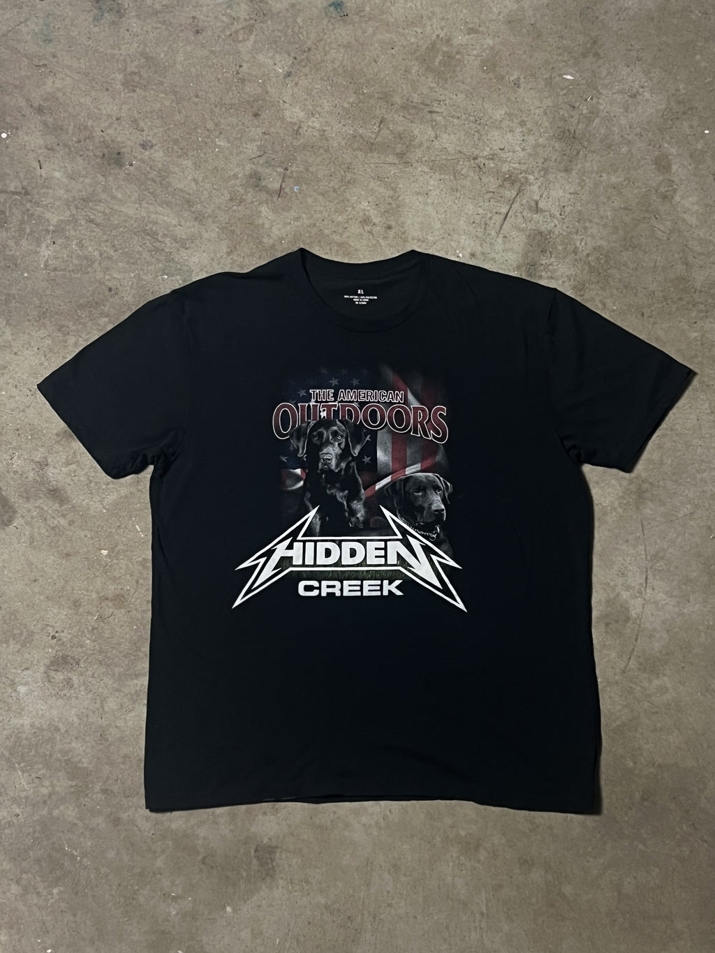 1 OF 1 DOG TEE WITH HAND PRINTED HIDDEN CREEK GRAPHIC | XL